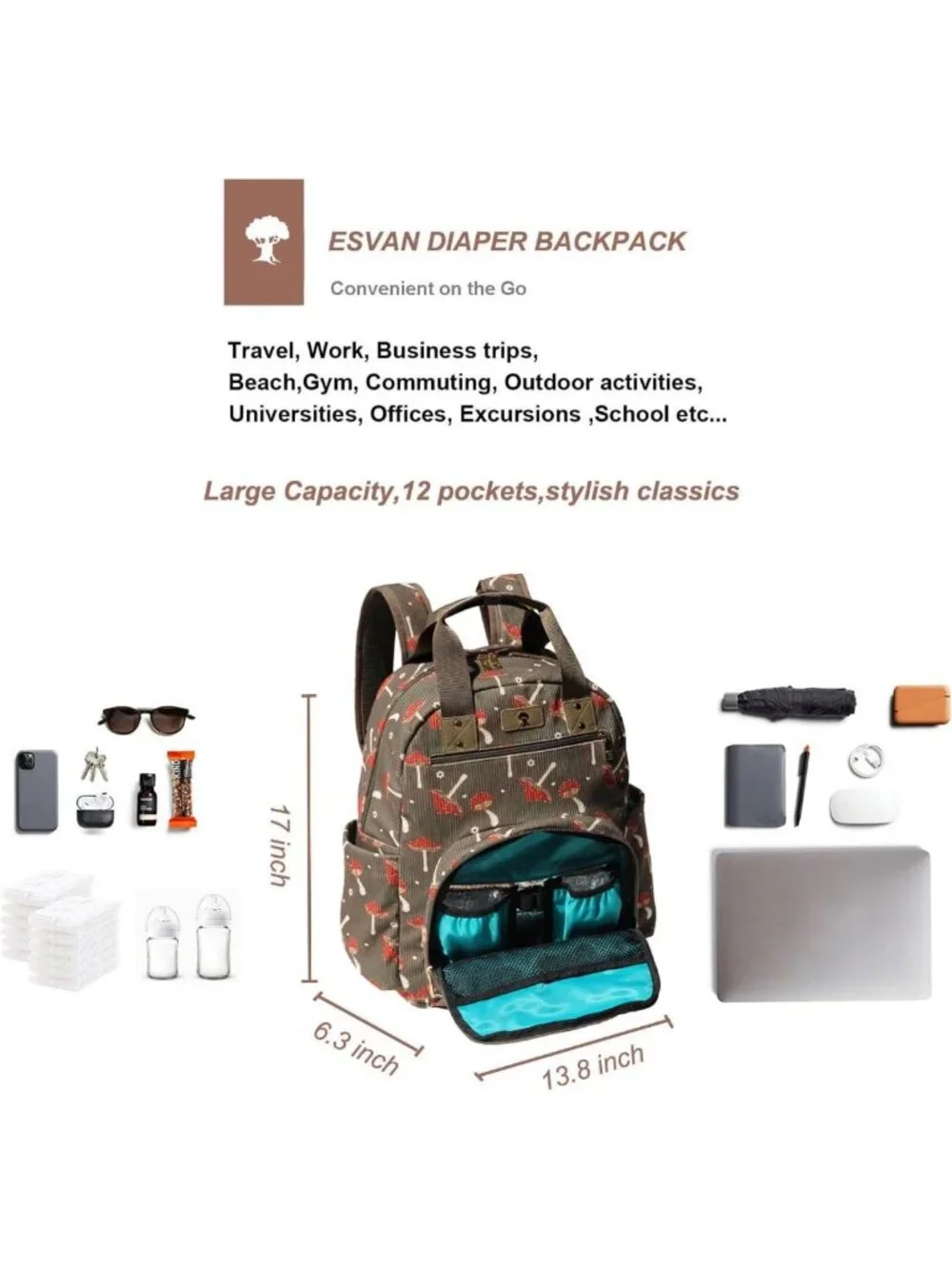 Stylish Large Capacity Diaper Bag Backpack | Multifunctional Baby Travel Pack